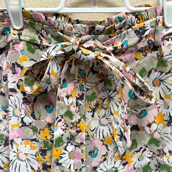LC Lauren Conrad Belted Paper Bag Flowy Floral Tie Shorts, Size XL Elastic Waist - Picture 3 of 8